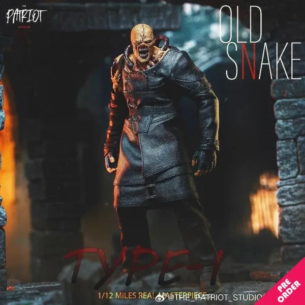 The Patriot Studio PA020A 1/12th scale Old Snake First Form (Type-I All-Black Leather Jacket)