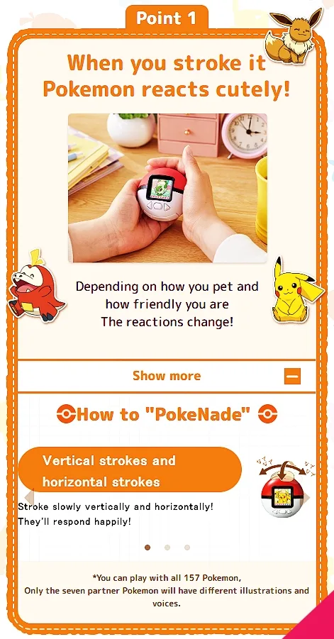 TAKARA TOMY Pokemon Poke Nade Friends Pokeball Pokenade Virtual Pet