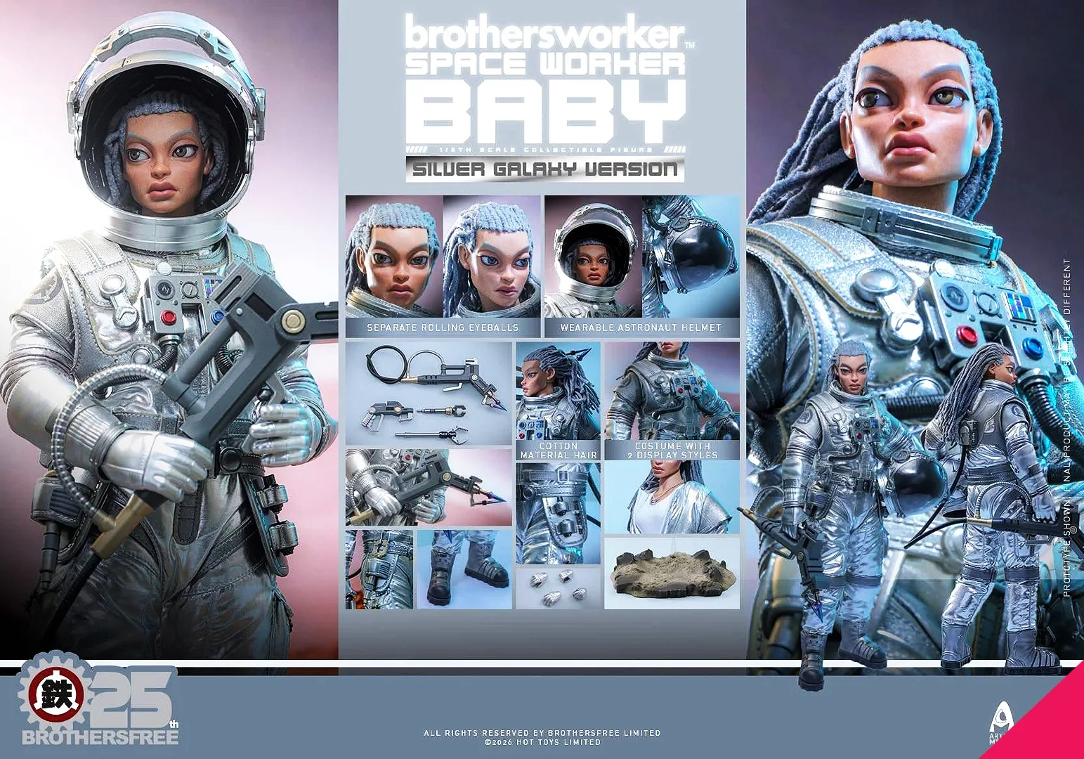 Hot Toys AMC041 Brothersfree x Hot Toys 1/6th scale Space Worker Baby (Brothersfree 25th Silver Galaxy Version) Collectible Figure - Image 18
